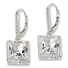 Herkimer Mines Sterling Silver Princess-Cut "Diamond" Quartz Earrings