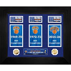 Highland Mint New York Knicks 3x Deluxe Banner Bronze Coin Photo Mint