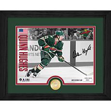 Highland Mint Quinn Hughes Bronze Coin & Signed Print in Wood Frame
