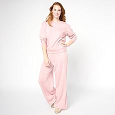HUE 2-piece Shimmer Knit Top & Pant Lounge Set