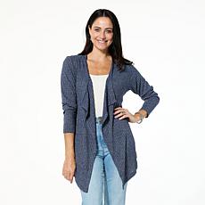 HUE Marled Rib Knit Cardigan