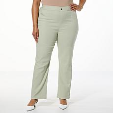 HUE Pull-On Linen Blend Straight Leg Pant