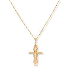 Imperial Silver Cobblestone Diamond-Cut Cross Pendant Necklace