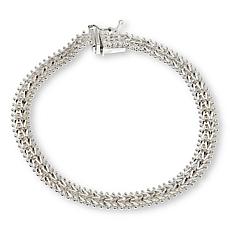 Imperial Silver Diamond-Cut 3-Row Wheat Chain Bracelet