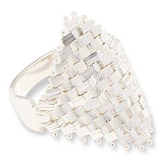 Imperial Silver Satin Marquise Diamond Cut Ring