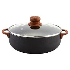 IMUSA CHI-00056 9Q Black Stone Caldero w Glass Lid & Wood-Look Handles