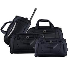 IZOD Carol 4pc Lightweight Rolling Duffel Bag w/Telescopic Handle