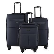 IZOD Liam 3pc  Expandable Softside Luggage Set with Spinners & Lock