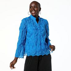 Jaclyn Smith Floral Lace Henley Blouse
