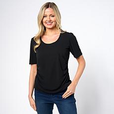 Jaclyn Smith Scoop Neck Side Ruched Tee