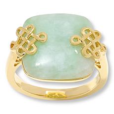 Jade of Yesteryear Gold-Plated Cushion Jade Ring