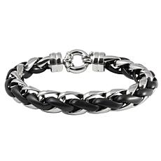 James Michael Men's Stainless Steel Black Matte Bold Link Bracelet