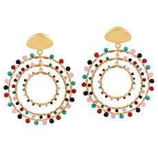 Jam+Rico Maria Handcrafted Beaded Hoop Drop Earrings