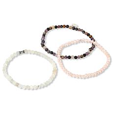 Jay King 3-Piece Multigem Bead Stretch Bracelet Set