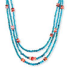 Jay King Apatite and Spiny Oyster Shell 3-Stand Necklace