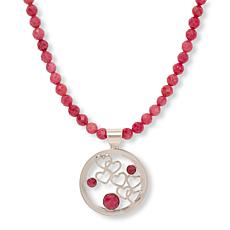 Jay King Baroque Rose Rhodonite Hearts Pendant with Beaded Necklace
