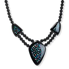 Jay King Black Chalcedony and Micro Opal Inlay Reversible Necklace