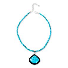 Jay King Black Chalcedony and Turquoise Pendant with Necklace