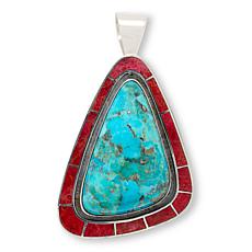 Jay King Campitos Turquoise and Red Coral Freeform Pendant