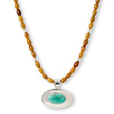 Jay King Chilean Turquoise and Jarosite Pendant with Beaded Necklace