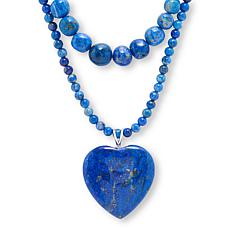 Jay King Denim Lapis Heart Pendant with Necklace 3-piece Set