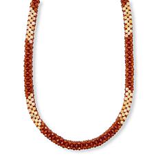 Jay King Hessonite and Yellow Opal Bead Woven Necklace
