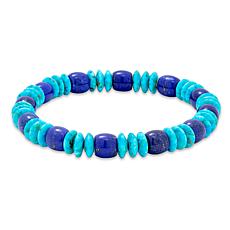 Jay King Lapis and Heavenly Well Lake Turquoise Bead Stretch Bracelet