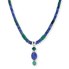 Jay King Lapis and Malachite Beaded Pendant Necklace