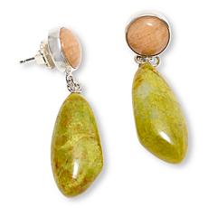 Jay King Madagascar Green Opal and Peach Stone Drop Earrings