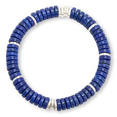 Jay King Men's Silver & Lapis Bead Stretch Bracelet