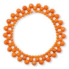 Jay King Orange Coral Bead Woven Stretch Bracelet