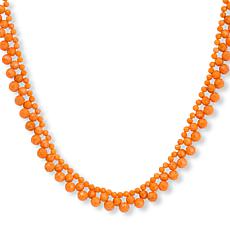 Jay King Orange Coral Woven Bead Necklace