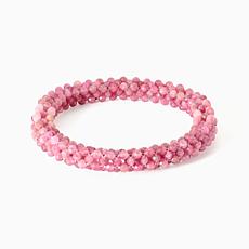Jay King Pink Tourmaline and Rhodonite Sterling Silver Woven Bracelet