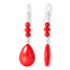 Jay King Red Coral Earrings Sterling Silver
