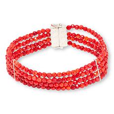 Jay King Red Sea Bamboo Coral Magnetic 7-1/4" Bracelet