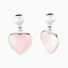Jay King Rose Quartz Heart Earrings, Sterling Silver