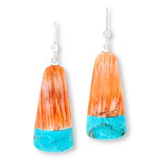 Jay King Royal Blue Turquoise and Spiny Oyster Inlay Earrings