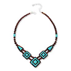 Jay King Sterling Silver Amber and Turquoise Inlay Necklace