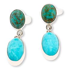Jay King Sterling Silver Andean Blue Turquoise Oval Drop Earrings