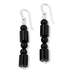 Jay King Sterling Silver Black Obsidian Bead Drop Earrings