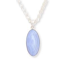 Jay King Sterling Silver Blue Lace Agate Pendant with Chain