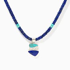 Jay King Sterling Silver Chilean Turquoise & Lapis Beaded Necklace