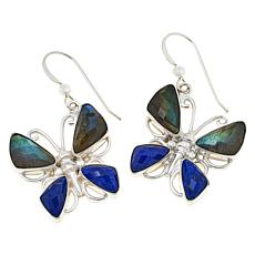 Jay King Sterling Silver Labradorite and Lapis Butterfly Drop Earrings