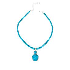 Jay King Sterling Silver Maiden Hair Turquoise Pendant with Necklace
