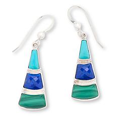Jay King Sterling Silver Malachite, Lapis and Turquoise Drop Earrings