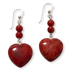 Jay King Sterling Silver Red Branch Coral Heart Drop Earrings