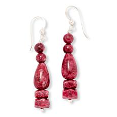 Jay King Sterling Silver Red Thulite Bead Drop Earrings
