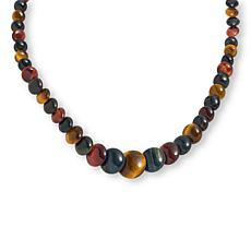 Jay King Tiger's Eye and Blue Hawk's Eye Disc Bead Necklace