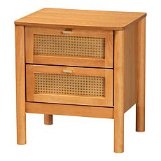 Jenn 2-Drawer Rattan Front Nightstand with Rounded Legs