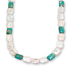 KALIFANO Cultured Freshwater Pearl and Howlite 29-3/4" Necklace